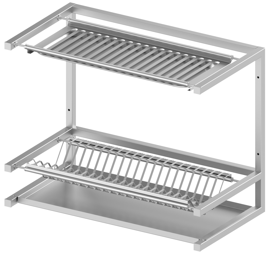 Seina riiulid nõude kuivatamiseks koos vee kogumise salvega 810mm